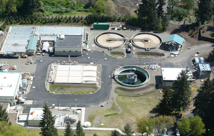 Aerial view of Wilsonville Wastewater Treatment Plant
